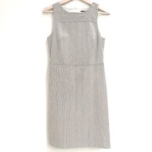 Banana Republic Grey White Mini Stripe Stretch Sleeveless Dress